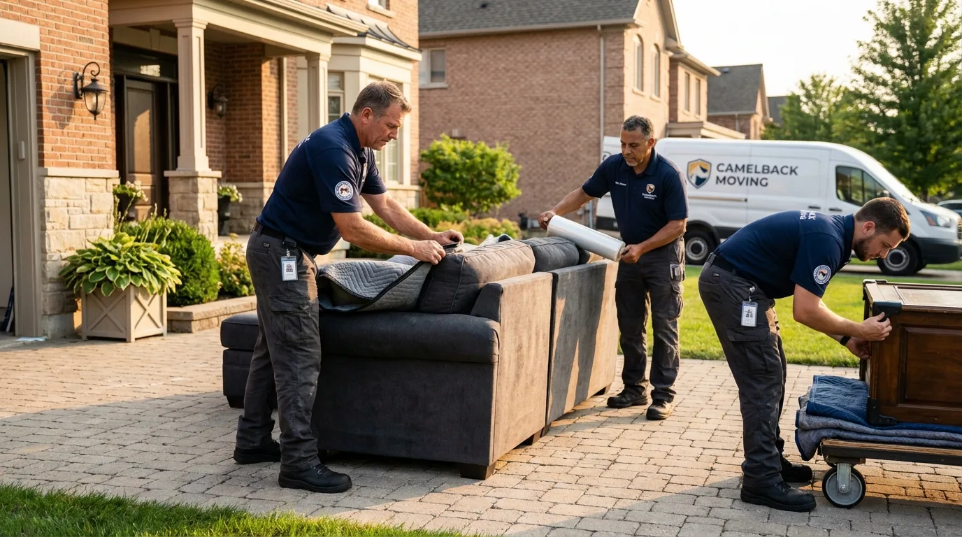 Large estate moving crew wrapping furniture in Liberty, MS